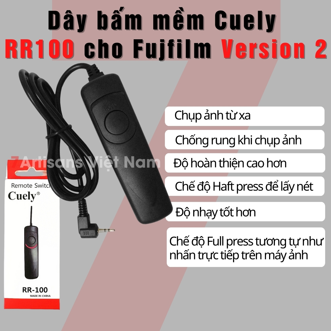 Dây bấm mềm Cuely RR-100 và RR-90 cho Fujfilm Remote điều khiển máy ảnh  Fujifilm Cuely RR90 và RR100 bản Verison