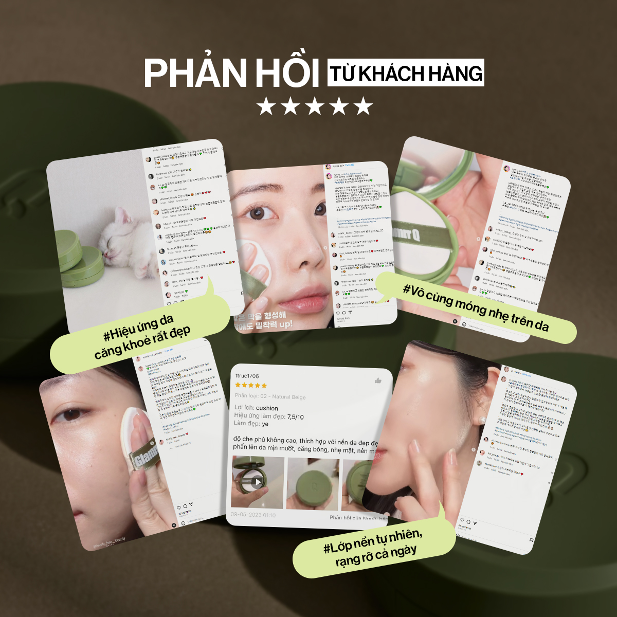 Mô tả Siêu Phấn Nước Căng Bóng GLAMRR Q Vegan Super Glow Cushion SPF50+/PA++++ (1 lõi x 15g) - 7