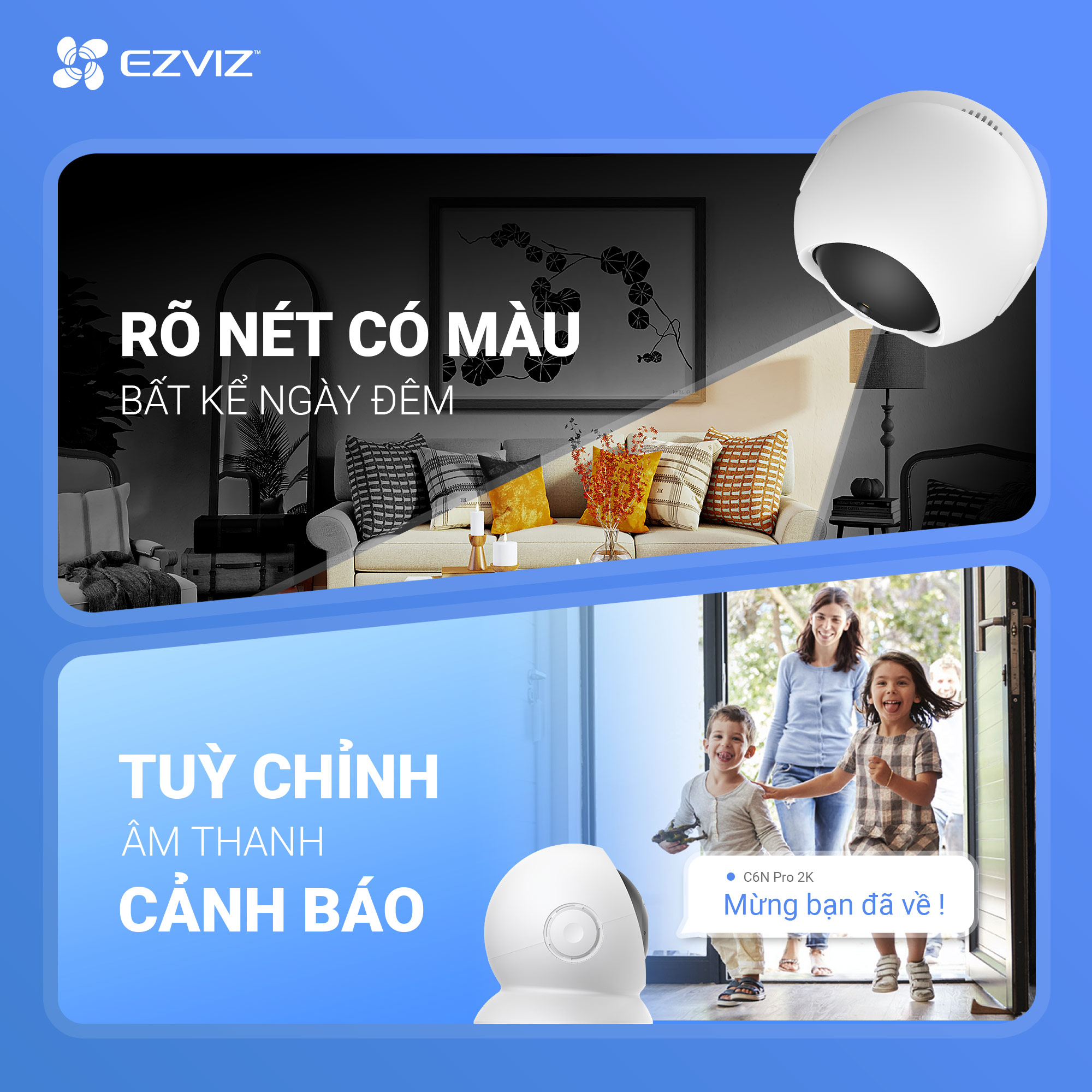 Mô tả Camera wifi ezviz C6N Pro 3MP Quad HD 2K Trong Nhà, Quay Quét 360, Đàm Thoại 2 Chiều - 2