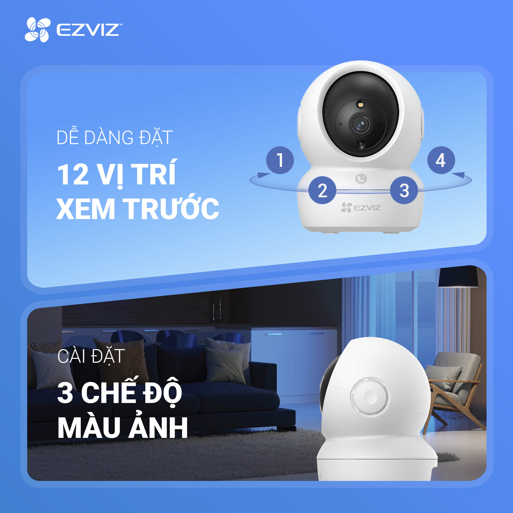 Mô tả Camera wifi ezviz C6N Pro 3MP Quad HD 2K Trong Nhà, Quay Quét 360, Đàm Thoại 2 Chiều - 3