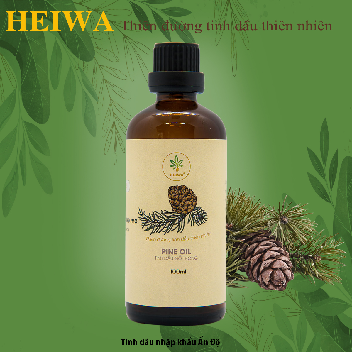 Mô tả Tinh dầu Gỗ thông HEIWA nhập khẩu Ấn Độ có giấy kiểm định, dung tích 100ml - 1
