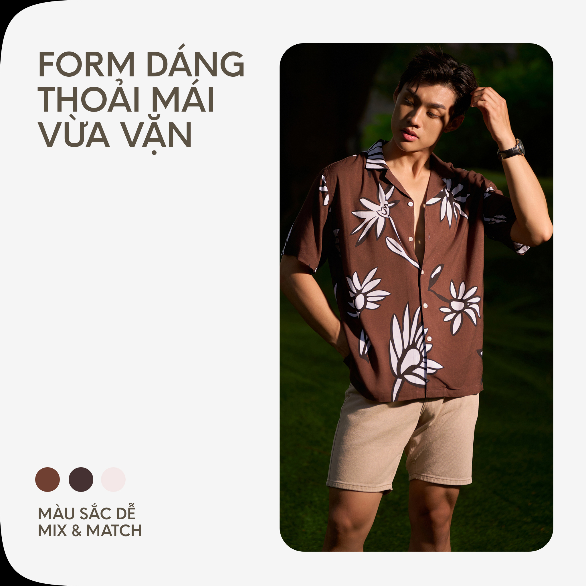 Mô tả Áo Sơ Mi Nam Cao Cấp Danton In Hoa Đen - Nâu By Cotton - 3