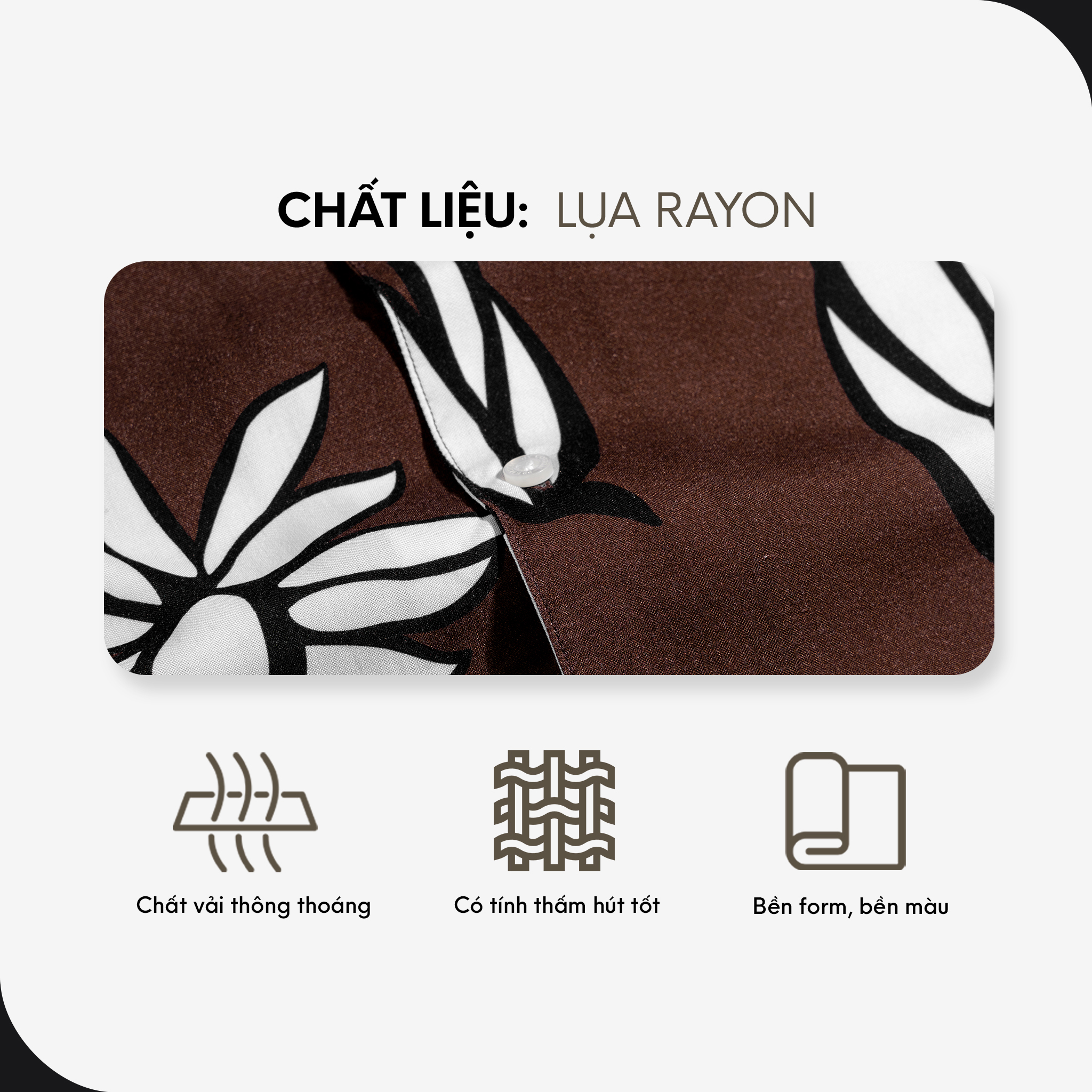 Mô tả Áo Sơ Mi Nam Cao Cấp Danton In Hoa Đen - Nâu By Cotton - 2