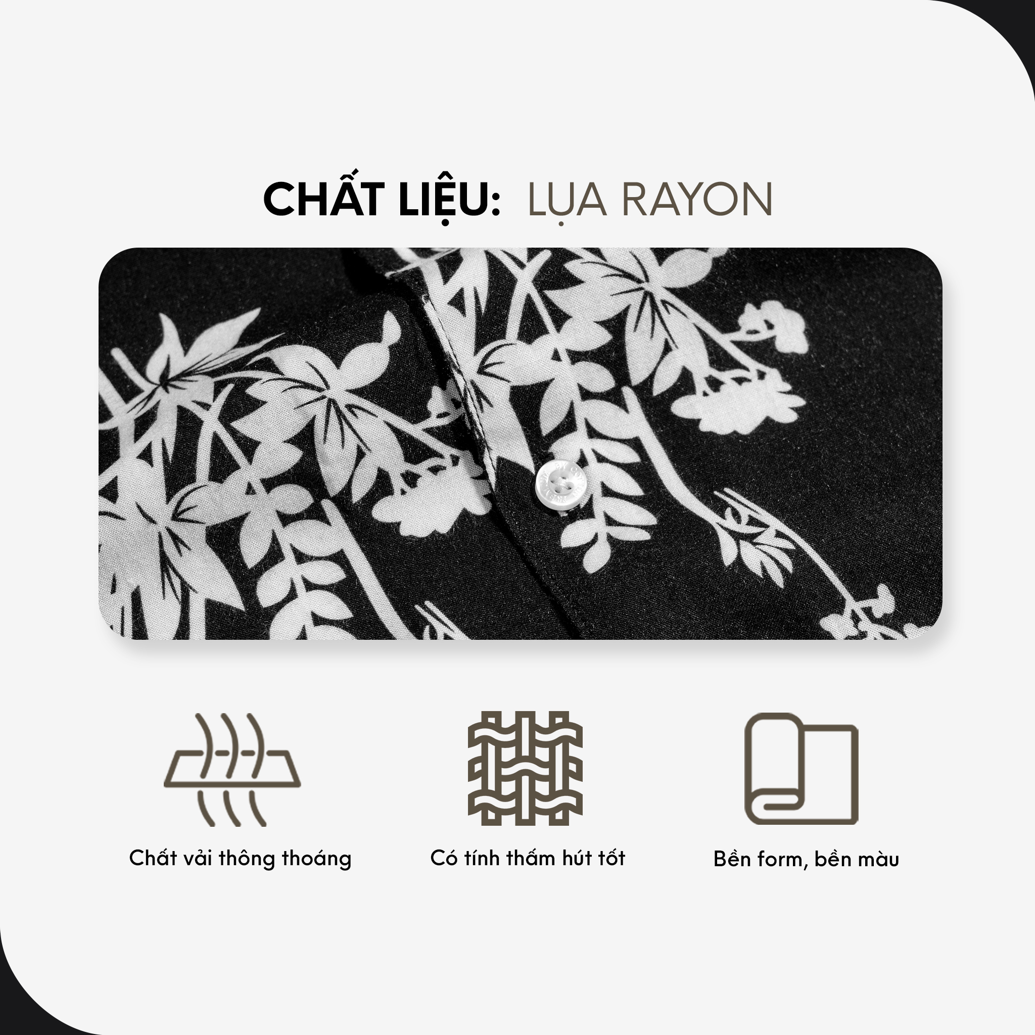 Mô tả Áo Sơ Mi Nam Cao Cấp Danton In Hoa Đen - Nâu By Cotton - 5