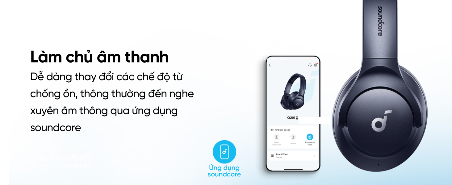 Mô tả Tai nghe không dây chụp tai soundcore Q20i | Âm thanh Hi-res | Giảm ồn 90% | 60 giờ phát nhạc - 3