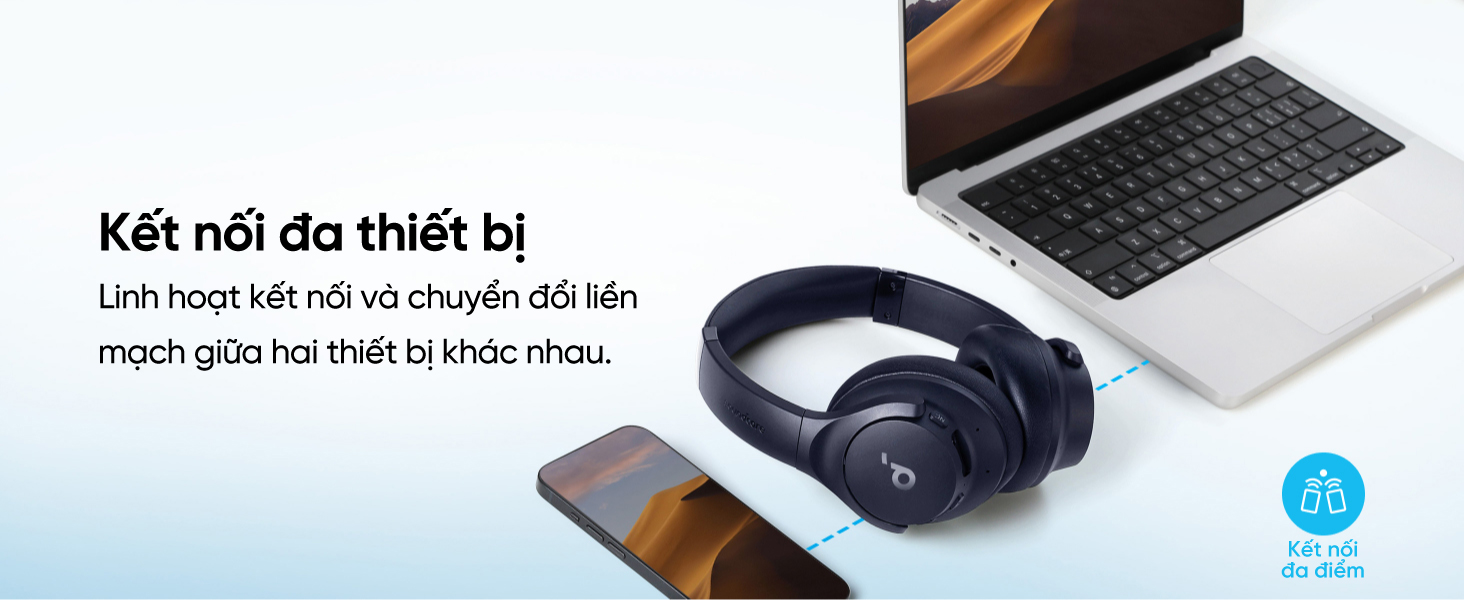 Mô tả Tai nghe không dây chụp tai soundcore Q20i | Âm thanh Hi-res | Giảm ồn 90% | 60 giờ phát nhạc - 4