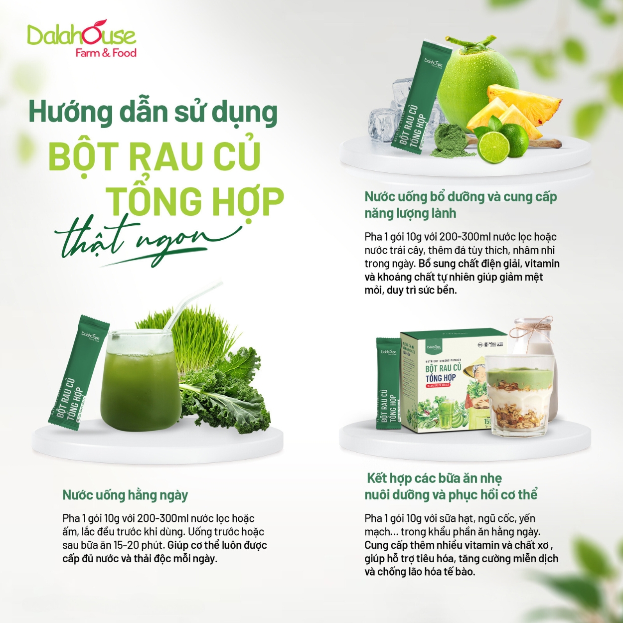 Mô tả Bột rau củ tổng hợp 15 loại rau hữu cơ Dalahouse 150gr công nghệ sấy lạnh đạt chuẩn châu âu - 2