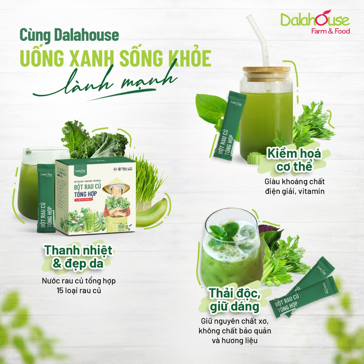 Mô tả Bột rau củ tổng hợp 15 loại rau hữu cơ Dalahouse 150gr công nghệ sấy lạnh đạt chuẩn châu âu - 1