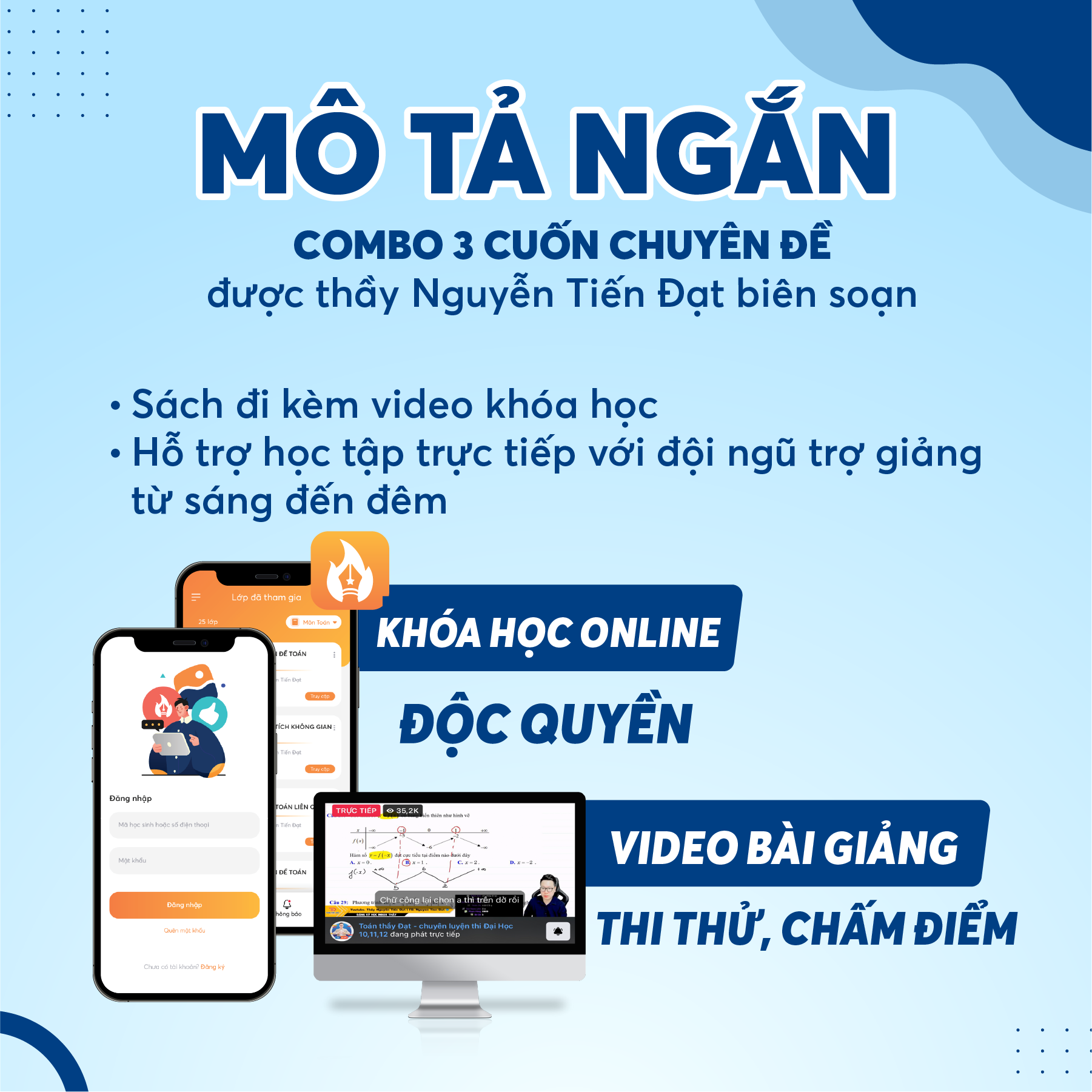Mô tả 2K8: Combo 3 Cuốn Sách Chuyên Đề Môn Toán 11 - Biên Soạn bởi thầy Nguyễn Tiến Đạt - 2