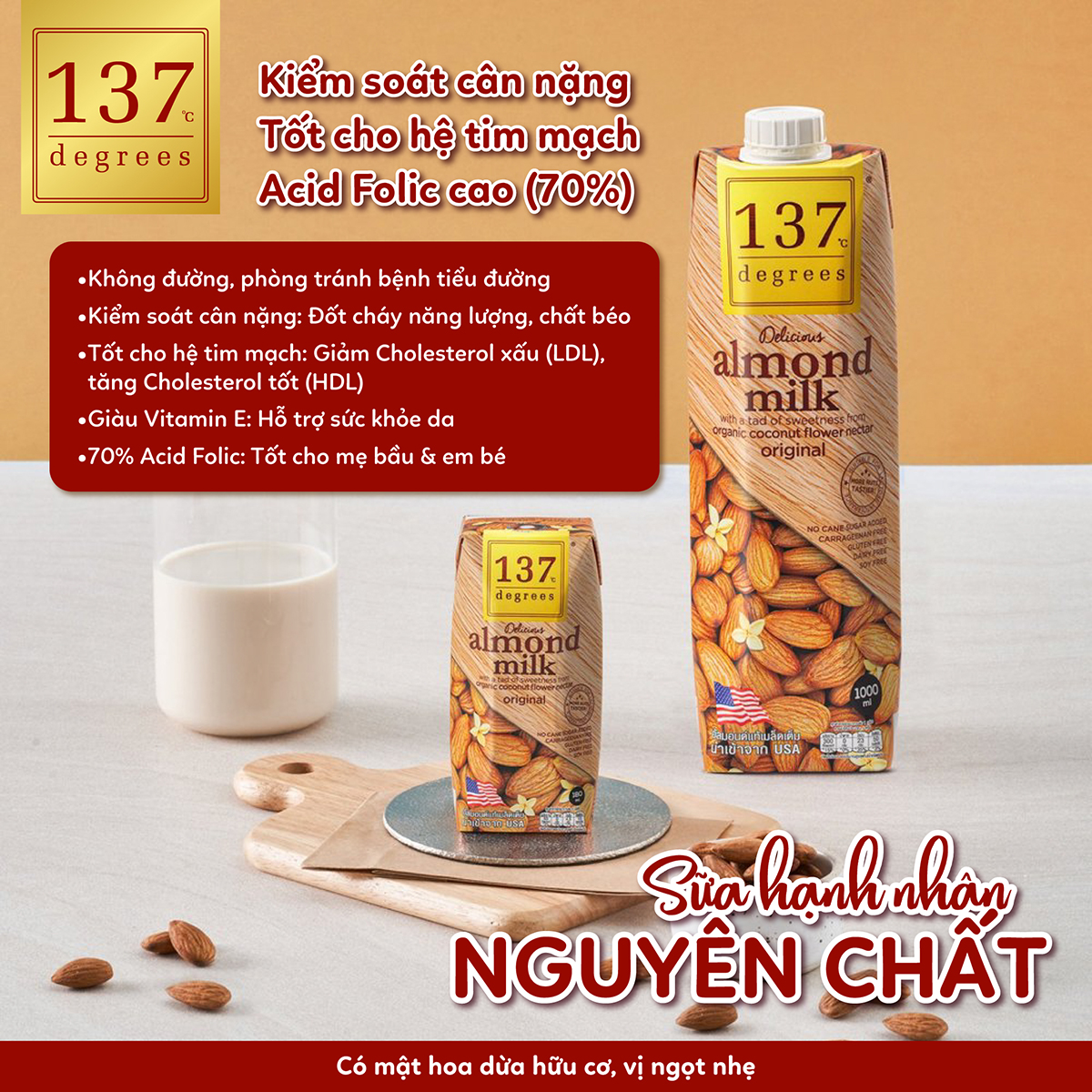 Sữa Hạt 137 Degrees Nguyên Chất Không Đường