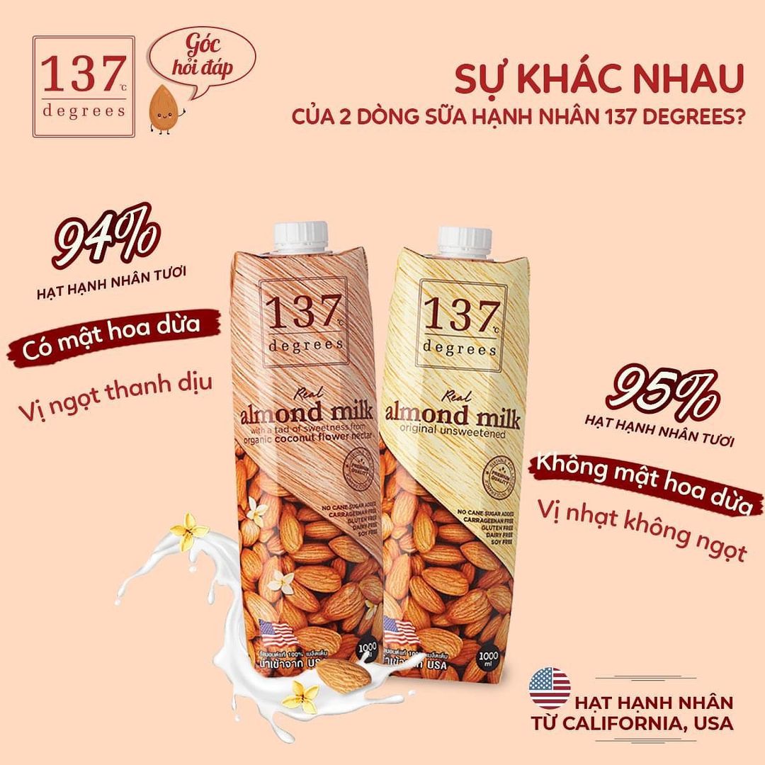 Sữa Hạt 137 Degrees Nguyên Chất Không Đường