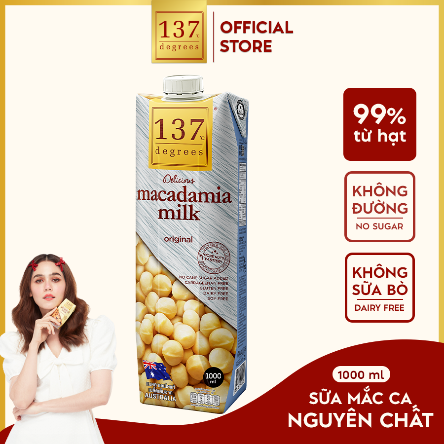 Mô tả Sữa Hạt Mắc Ca Nguyên Chất 137 DEGREES Ngọt Tự Nhiên Từ Mật Hoa Dừa (Không Đường) Healthy - 1