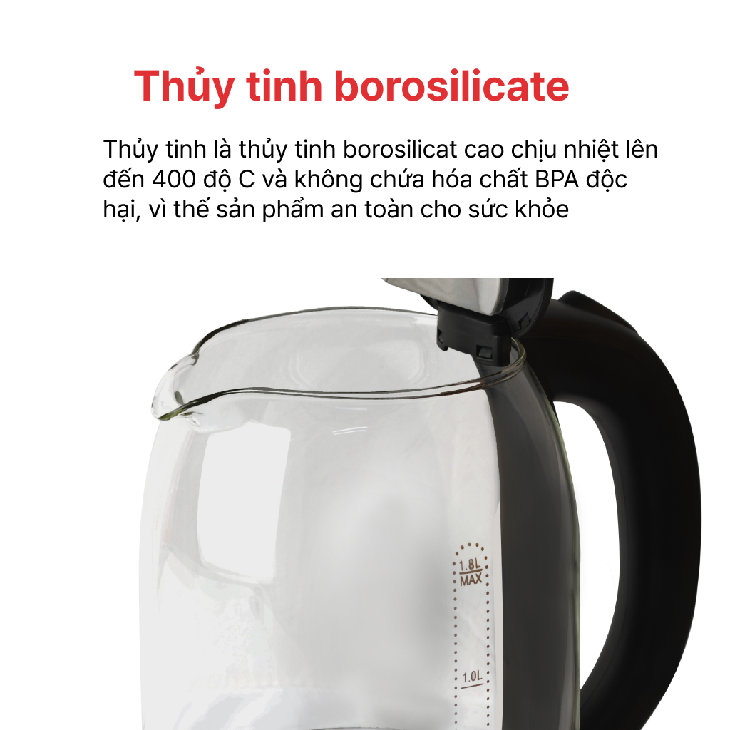 Mô tả ẤM SIÊU TỐC THỦY TINH 1.8L HAPPYCOOK, HEK-183G - 2