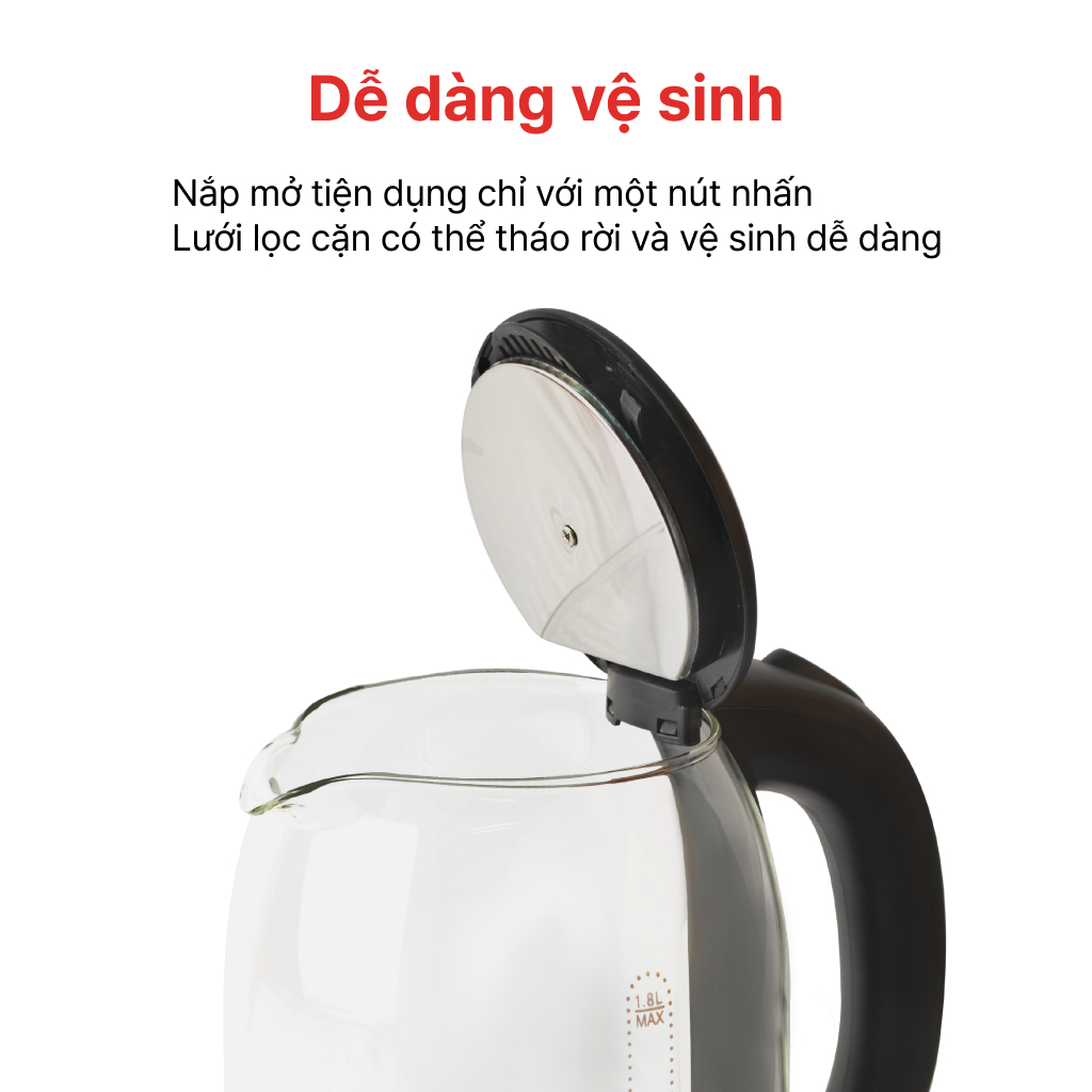 Mô tả ẤM SIÊU TỐC THỦY TINH 1.8L HAPPYCOOK, HEK-183G - 4