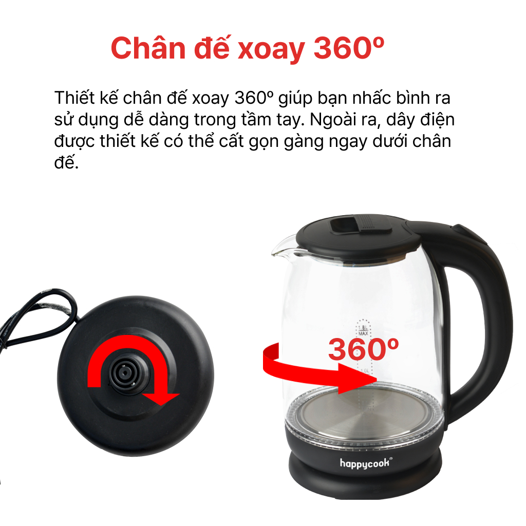 Mô tả ẤM SIÊU TỐC THỦY TINH 1.8L HAPPYCOOK, HEK-183G - 7