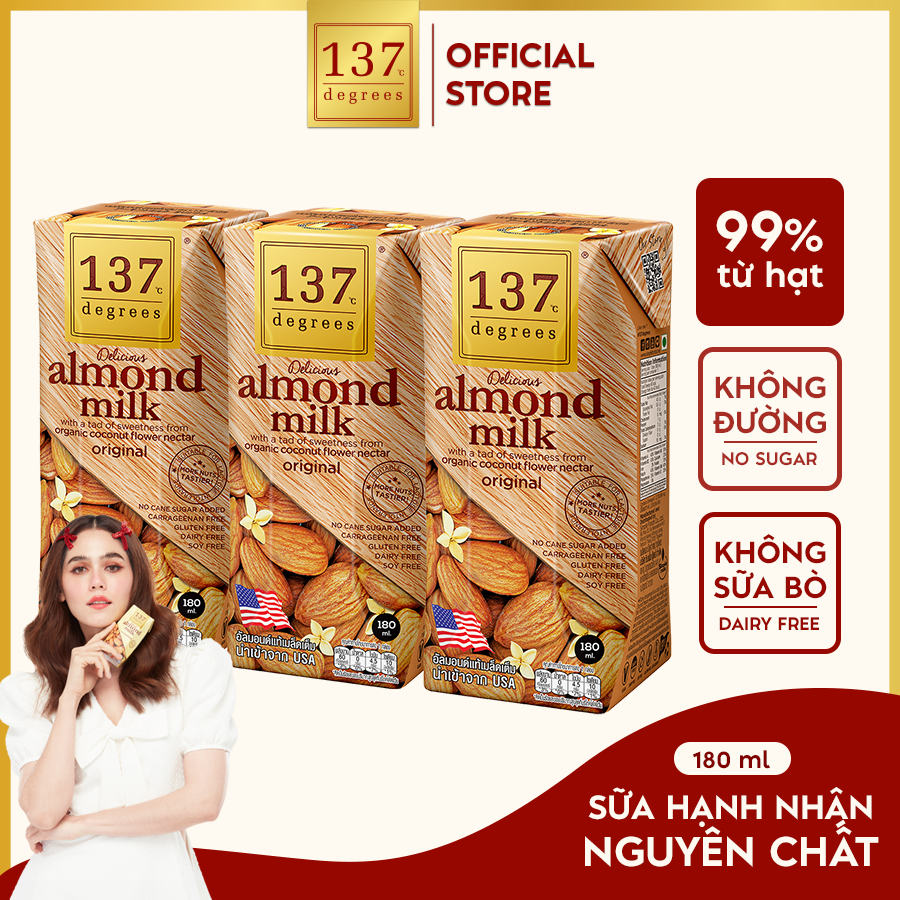 Mô tả Sữa Hạt Hạnh Nhân Nguyên Chất 137 DEGREES Có Vị Ngọt Từ Mật Hoa Dừa (Không Đườn - 1