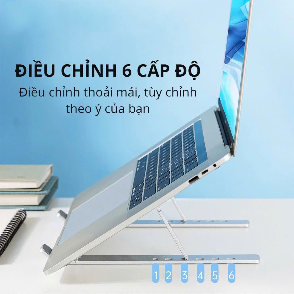 Mô tả Giá Đỡ Laptop, Ipad, Macbook N7 Hợp Kim Nhôm Điều Chỉnh 7 Nấc Độ Cao, Giá Kê Laptop Tản Nhiệt - HOLOCOM - 5