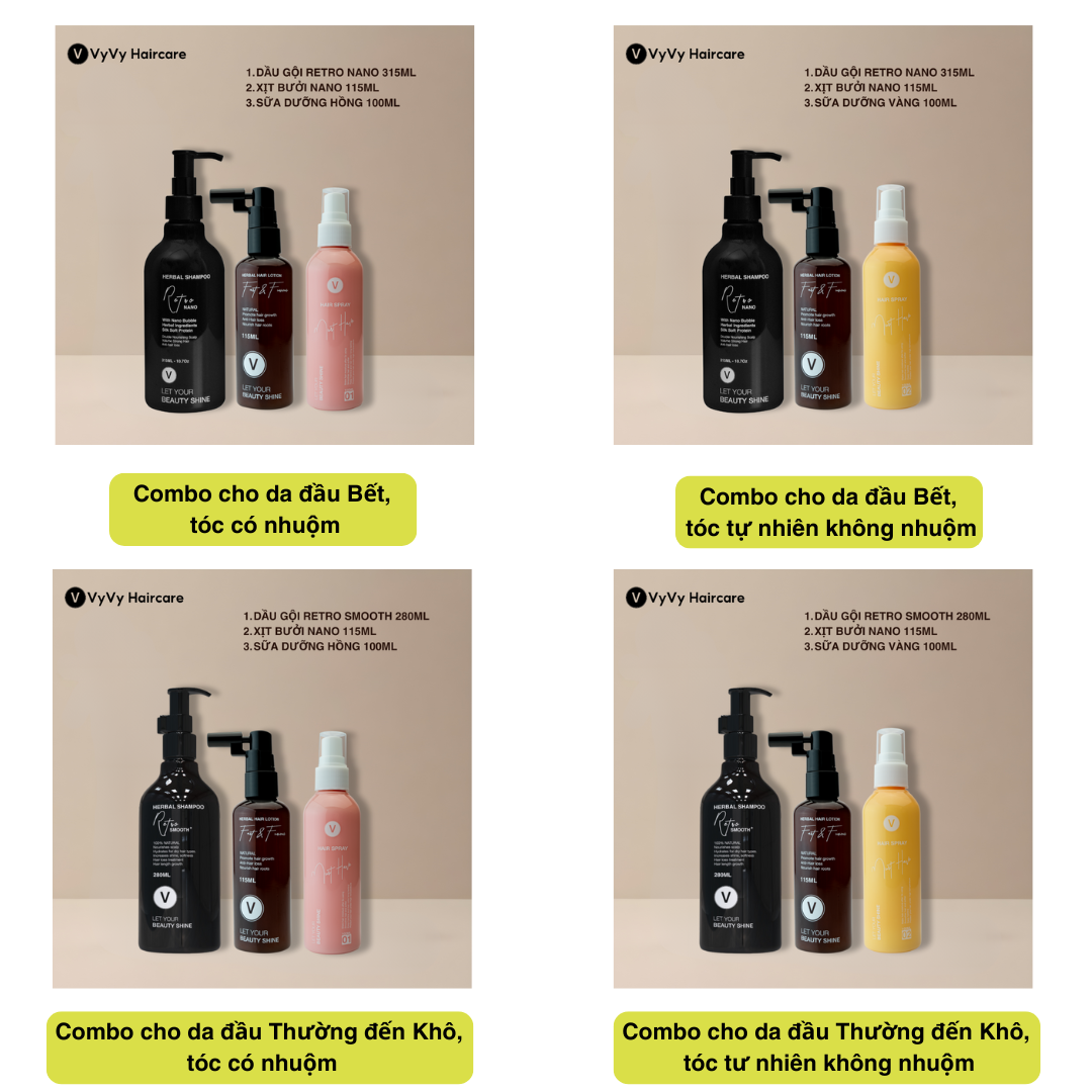 Mô tả Combo gội xịt sữa chăm sóc tóc tiện lợi vyvyhaircare V 495ml / 530ml - 1