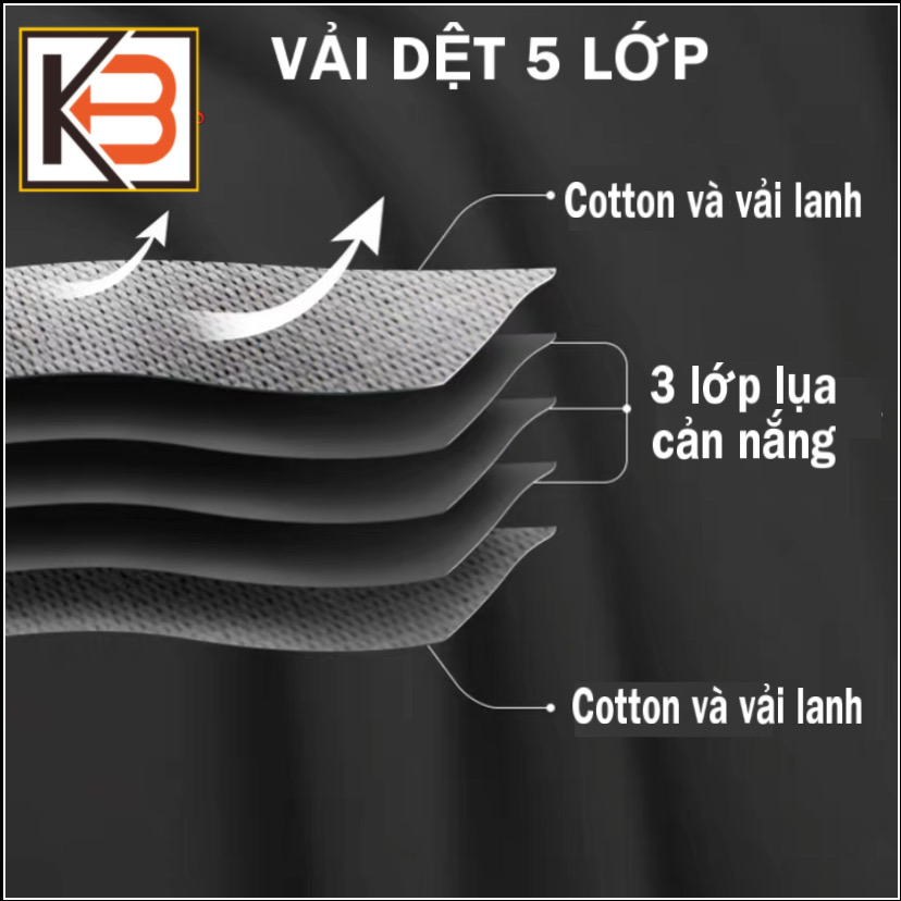 Một Tấm Rèm cửa KB03 Móc khoen tròn,Rèm vải thô dệt 5 lớp phân khúc cản ...