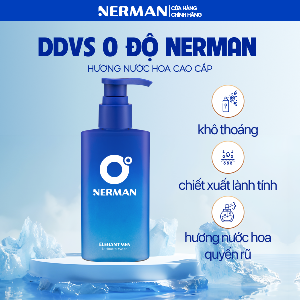 Mô tả Dung dịch vệ sinh nam giới 0 độ Nerman hương nước hoa cao cấp 100ml - 1