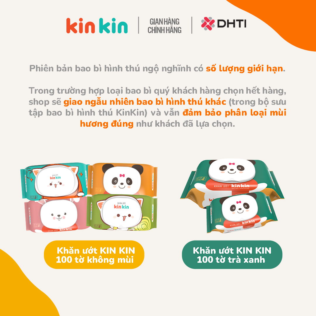 Mô tả -Khăn ướt trẻ em Kin Kin gói 100 tờ tiết kiệm cho mẹ - an toàn cho bé - 1