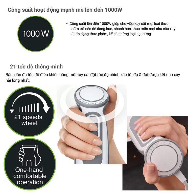 Mô tả Máy xay cầm tay thế hệ mới Braun MQ5200 MQ5235 1000W, số 1 thế giới, chống văng độc quyền, xay nhanh, hàng chính hãng - 7