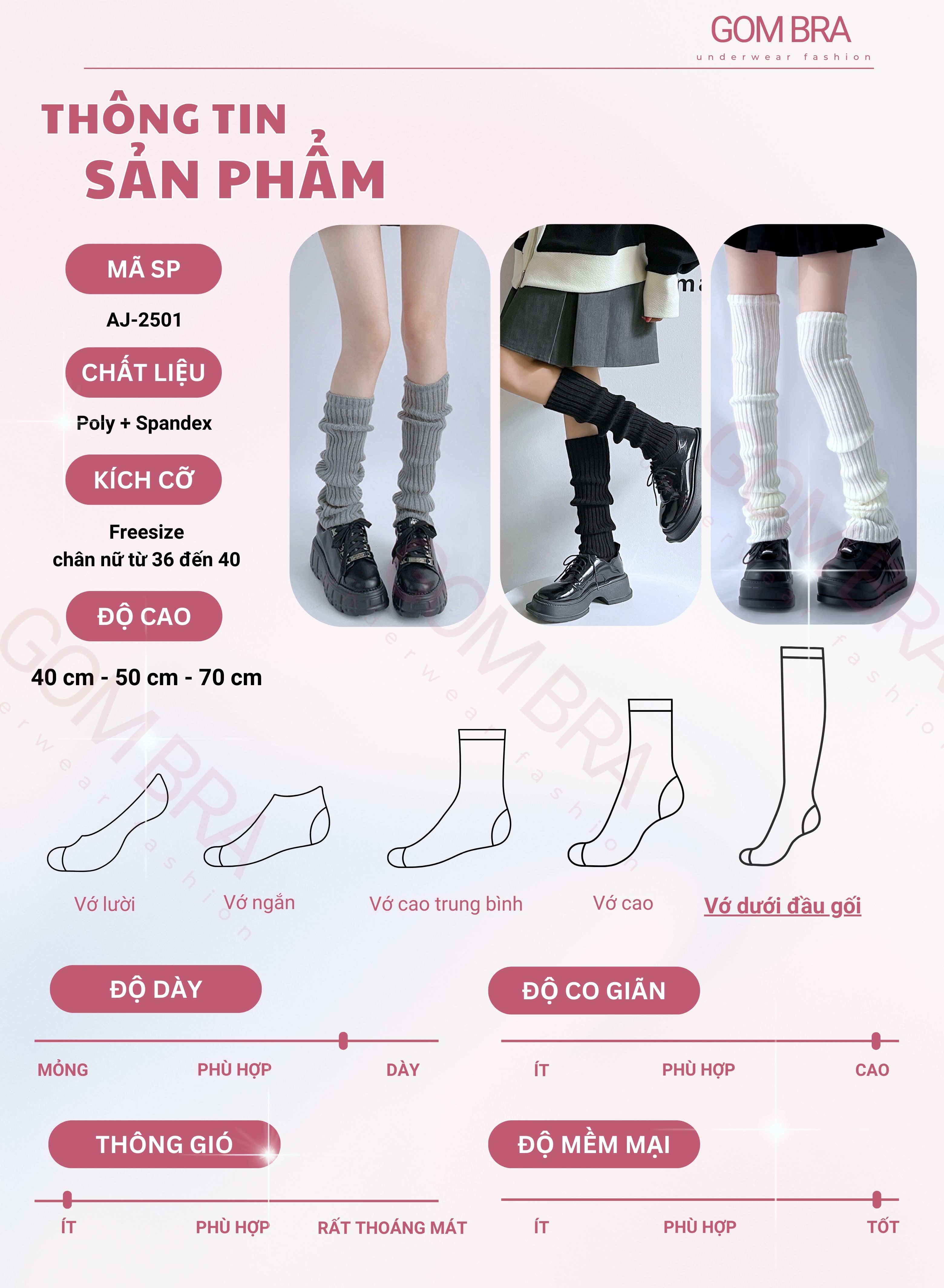 [BEST SELLER] Tất ống chân dệt kim Gom Bra phong cách y2k, vớ len ...