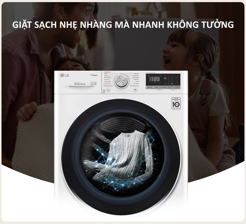 Mô tả Máy giặt lồng ngang Inverter hơi nước 9kg màu trắng FB1209S6W1 - Miễn phí lắp đặt - 1