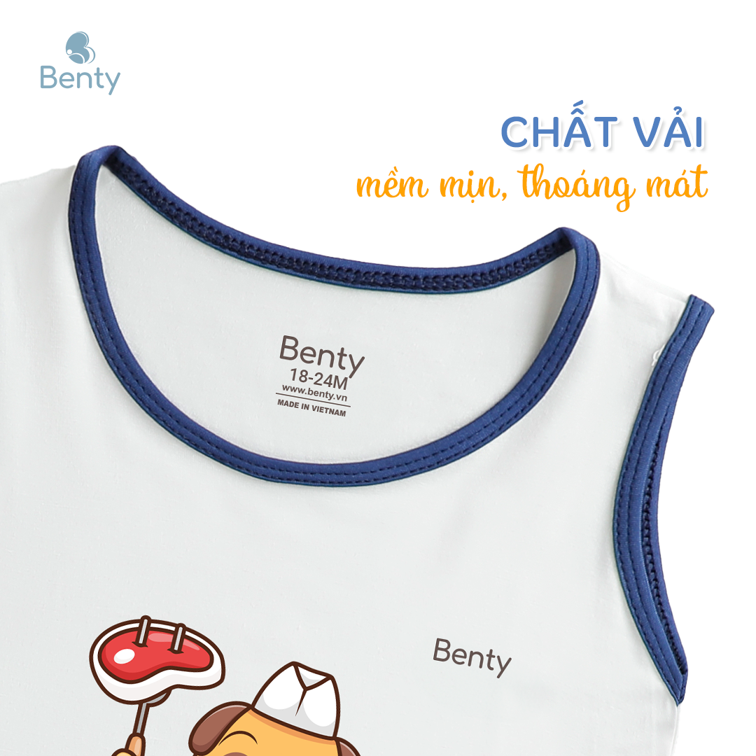 Mô tả Bộ ba lỗ phối viền BENTY in hình BT098 Chef Dog đáng yêu, chất vải cao cấp, thấm hút mồ hôi tốt - 5
