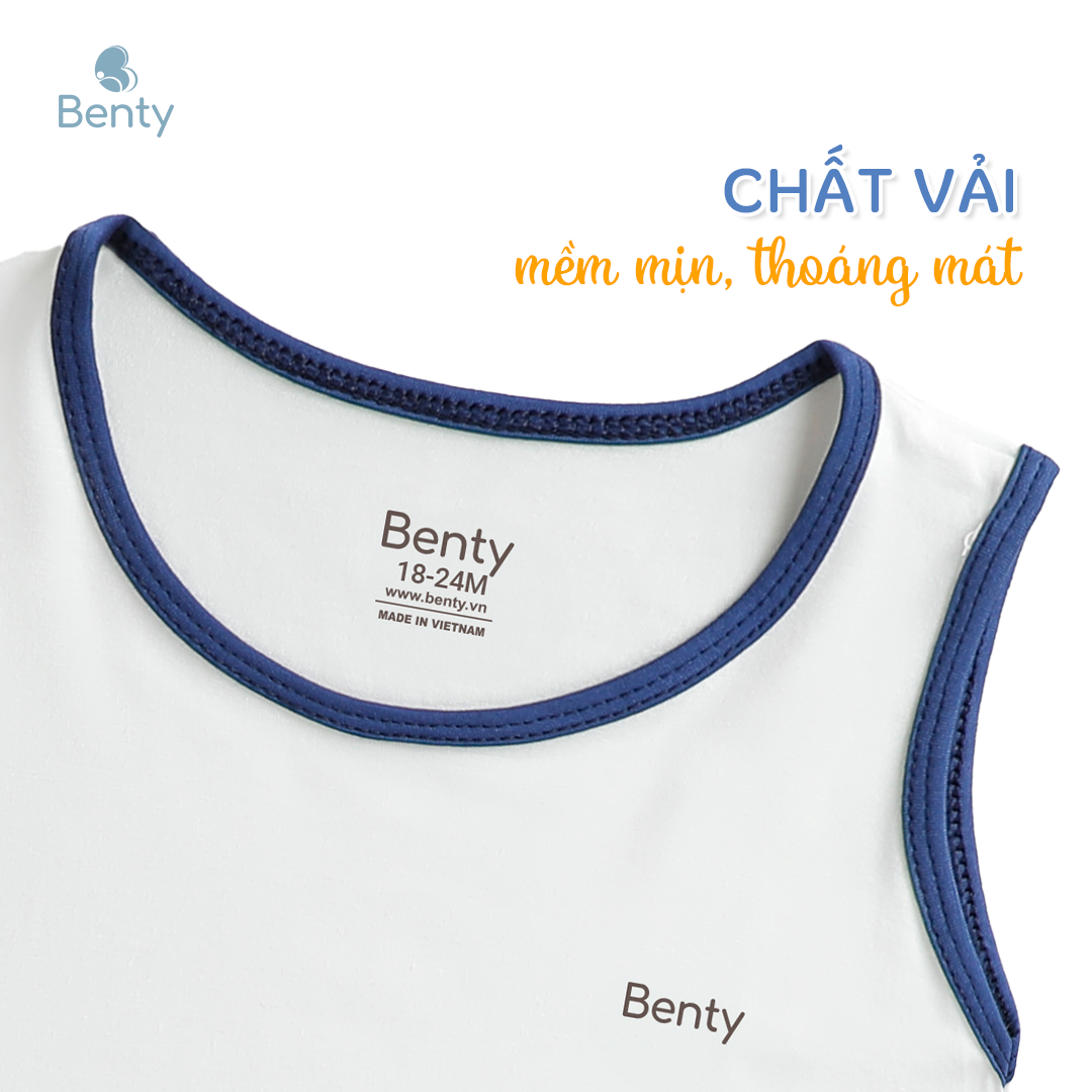Mô tả Bộ ba lỗ phối viền trơn BENTY cute, chất vải cao cấp, mềm mịn đồ bộ mặc nhà cho bé trai và bé gái - 4