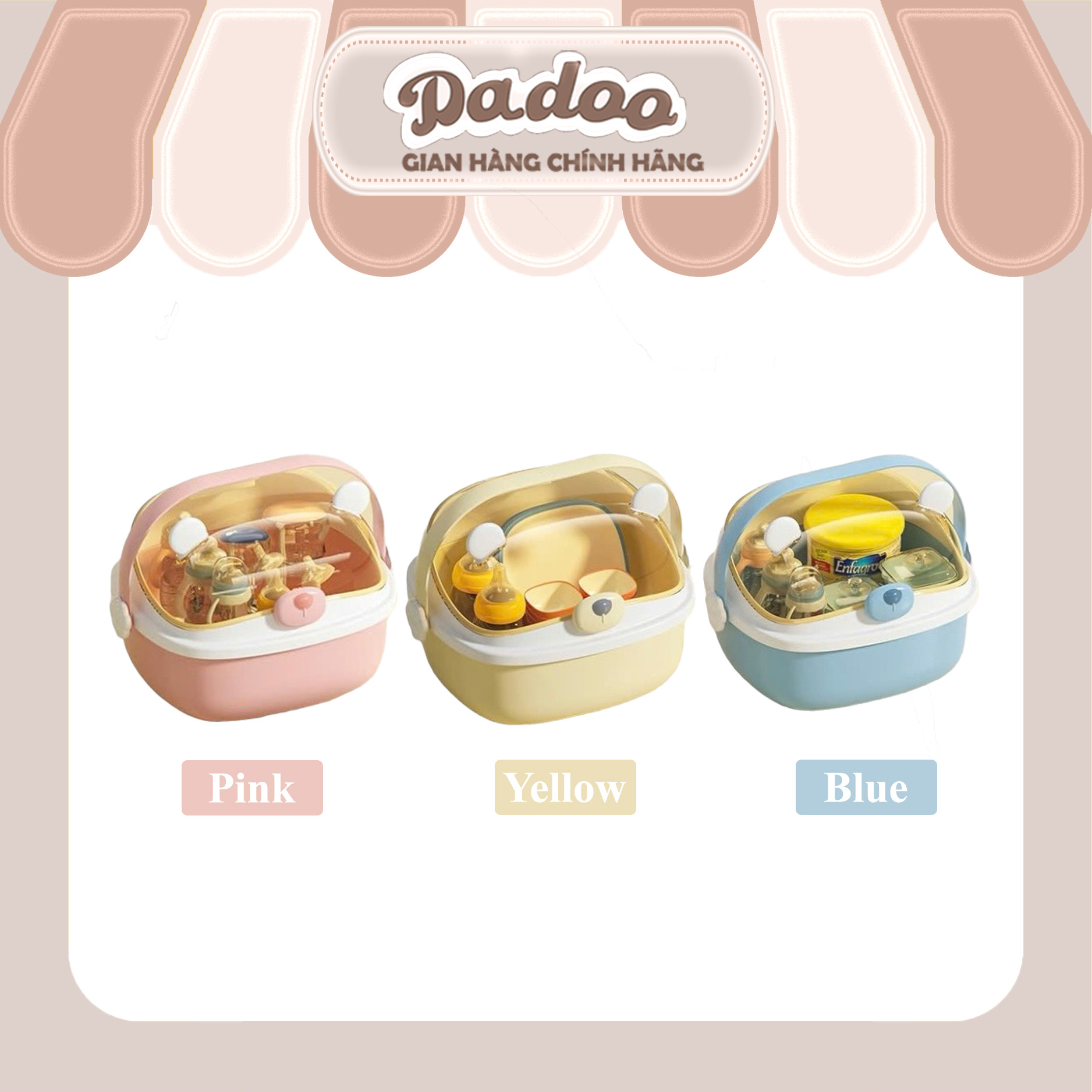 [ DADOO ] Khay / Giá Úp Bình Sữa Tai Gấu Kèm Quai Sách Chịu Nhiệt Độ ...