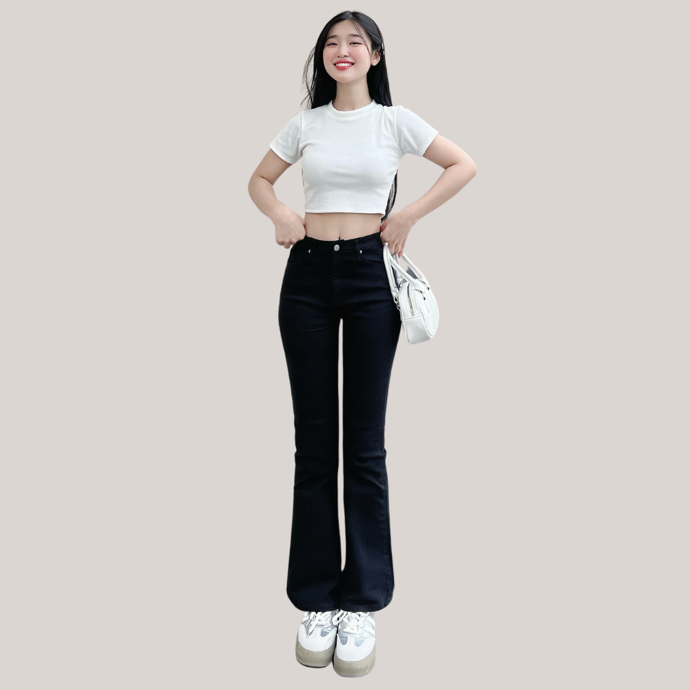 Quần jean ống loe màu đen TTTHAO