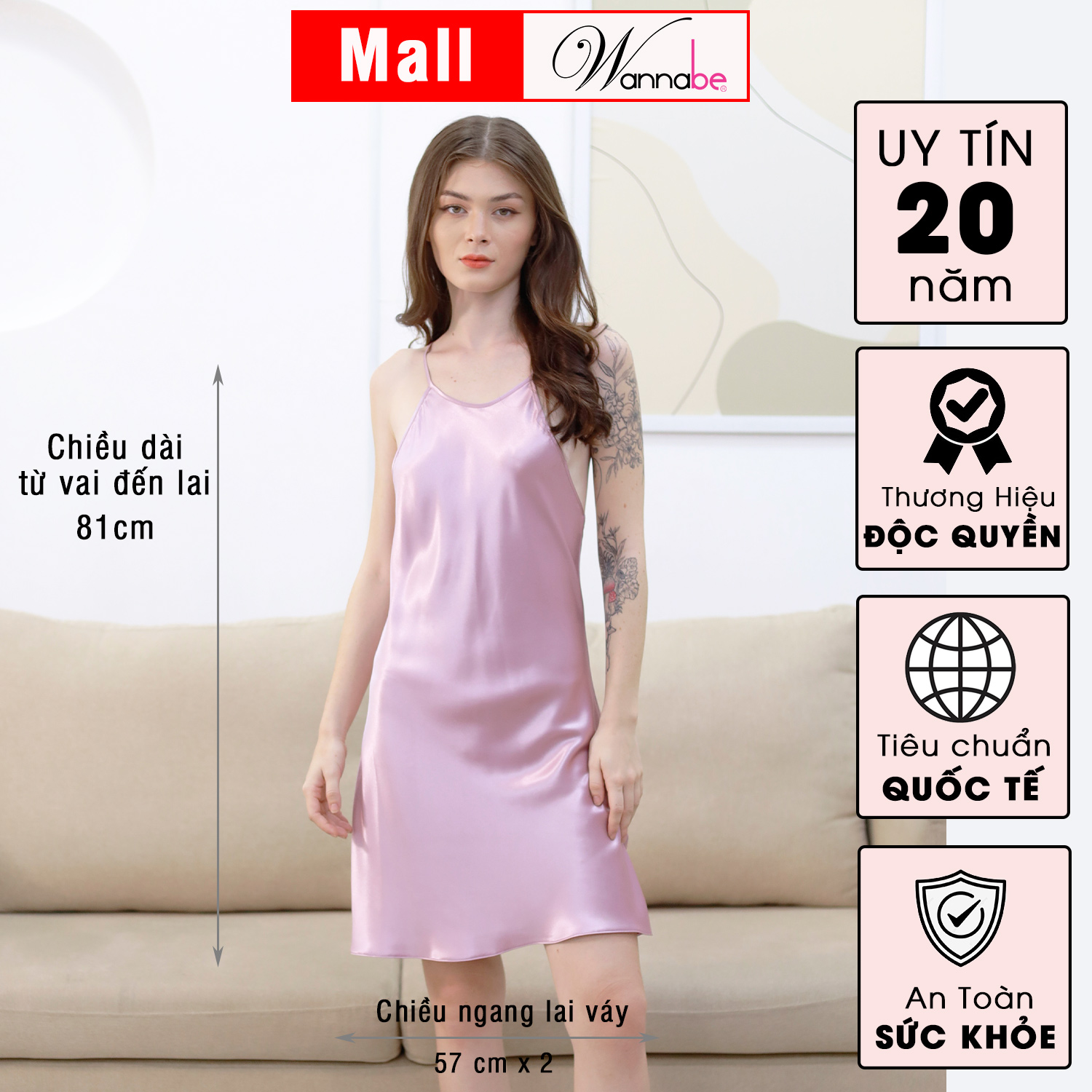 Mô tả Áo choàng ngủ WANNABE áo khoác ngủ kimono lụa xẻ sườn cánh tay đan khoen xxx cột nơ xinh xắn KIS33 - 7