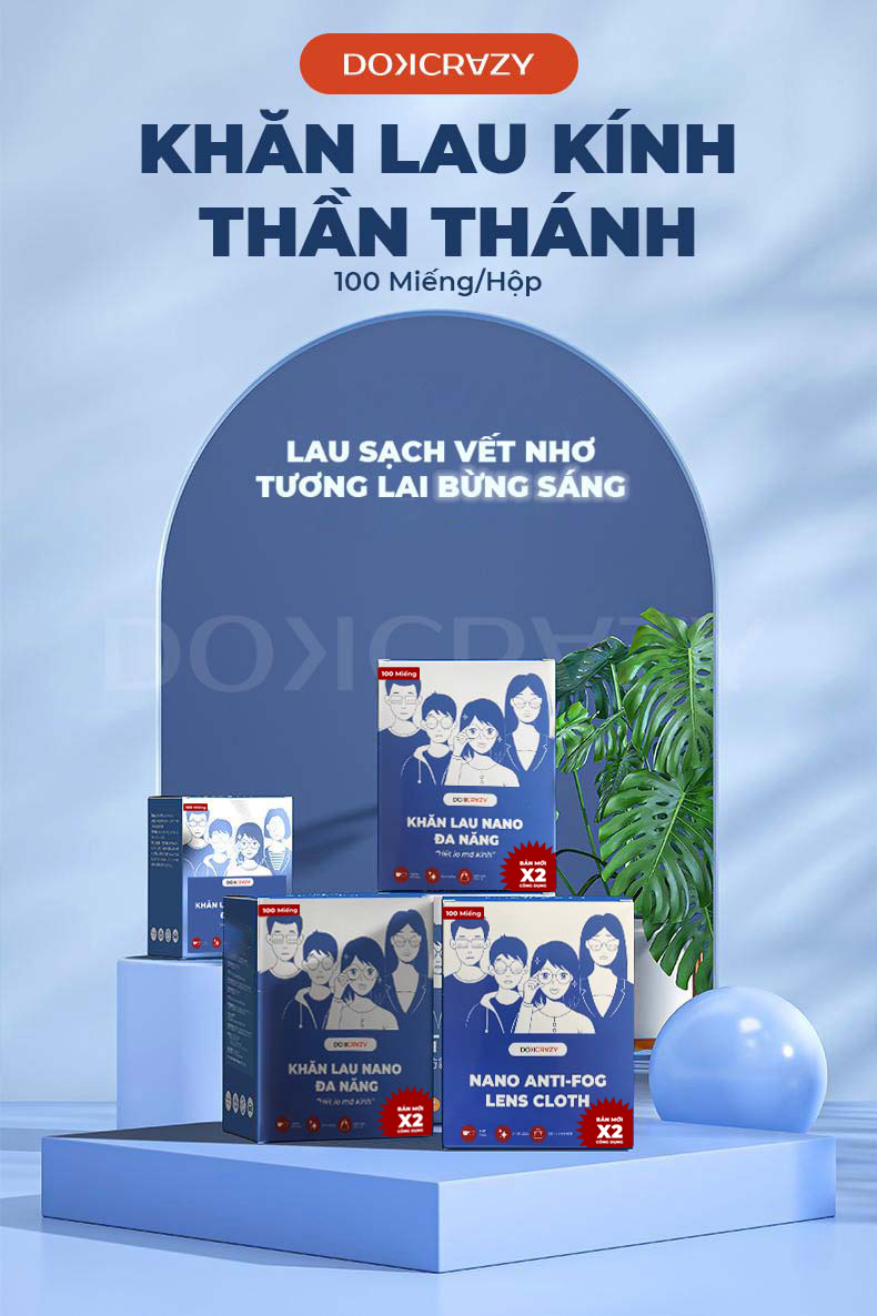 Mô tả Khăn lau kính NANO chuyên dụng DOKCRAZY chống bám hơi nước đi mưa, đeo khẩu trang - 1