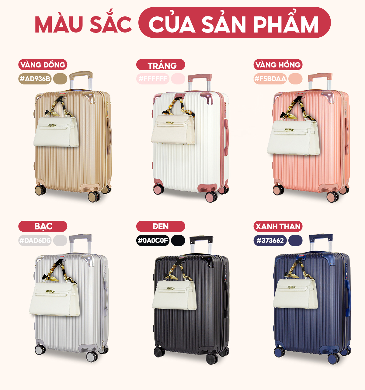 Mô tả Vali Kéo Du Lịch Bamozo 8809 Size 20/24/28 Chống Va Đập Chống Trầy Xước Bảo Hành 5 Năm - 2