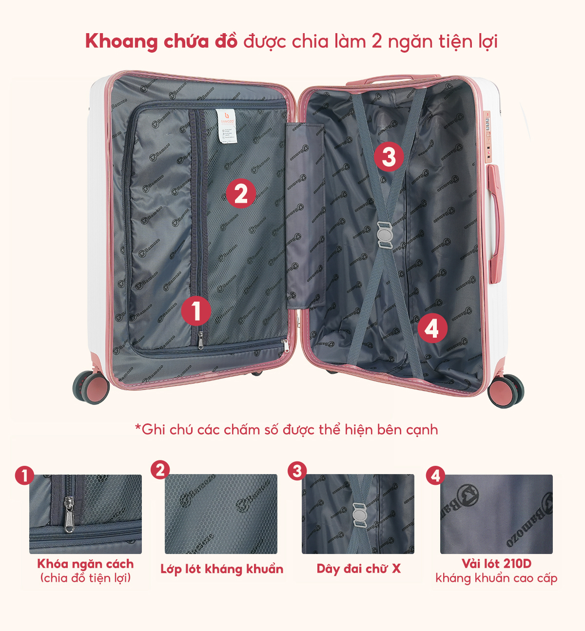 Mô tả Vali Kéo Du Lịch Bamozo 8809 Size 20/24/28 Chống Va Đập Chống Trầy Xước Bảo Hành 5 Năm - 5