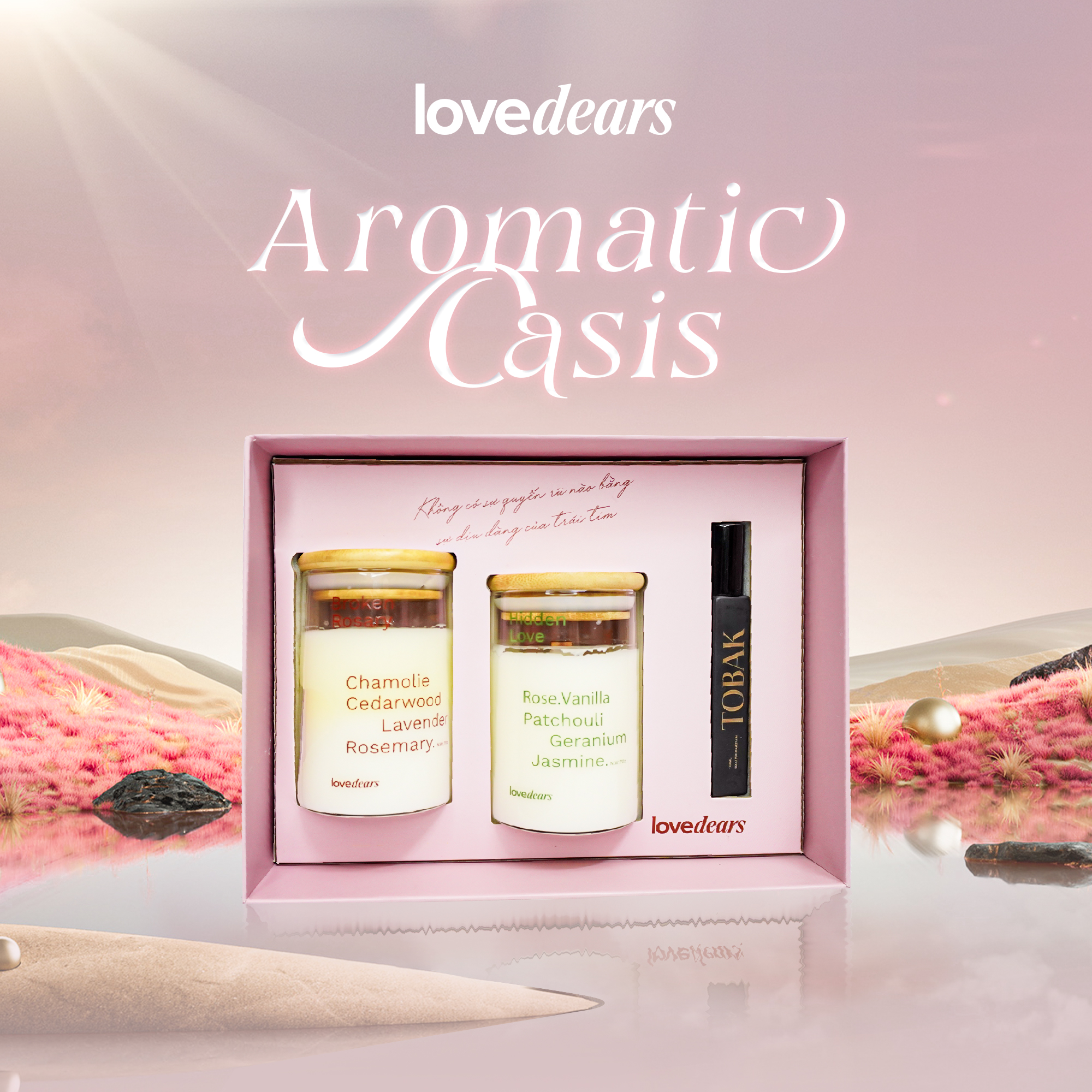 Mô tả AROMATIC OASIS _Hộp Quà Tặng Nến Thơm Lovedear - Quà Tặng ,  Nến Thơm Tinh Dầu Kèm Nước Hoa, Thiệp Và Phụ Kiện Trang Trí - 2