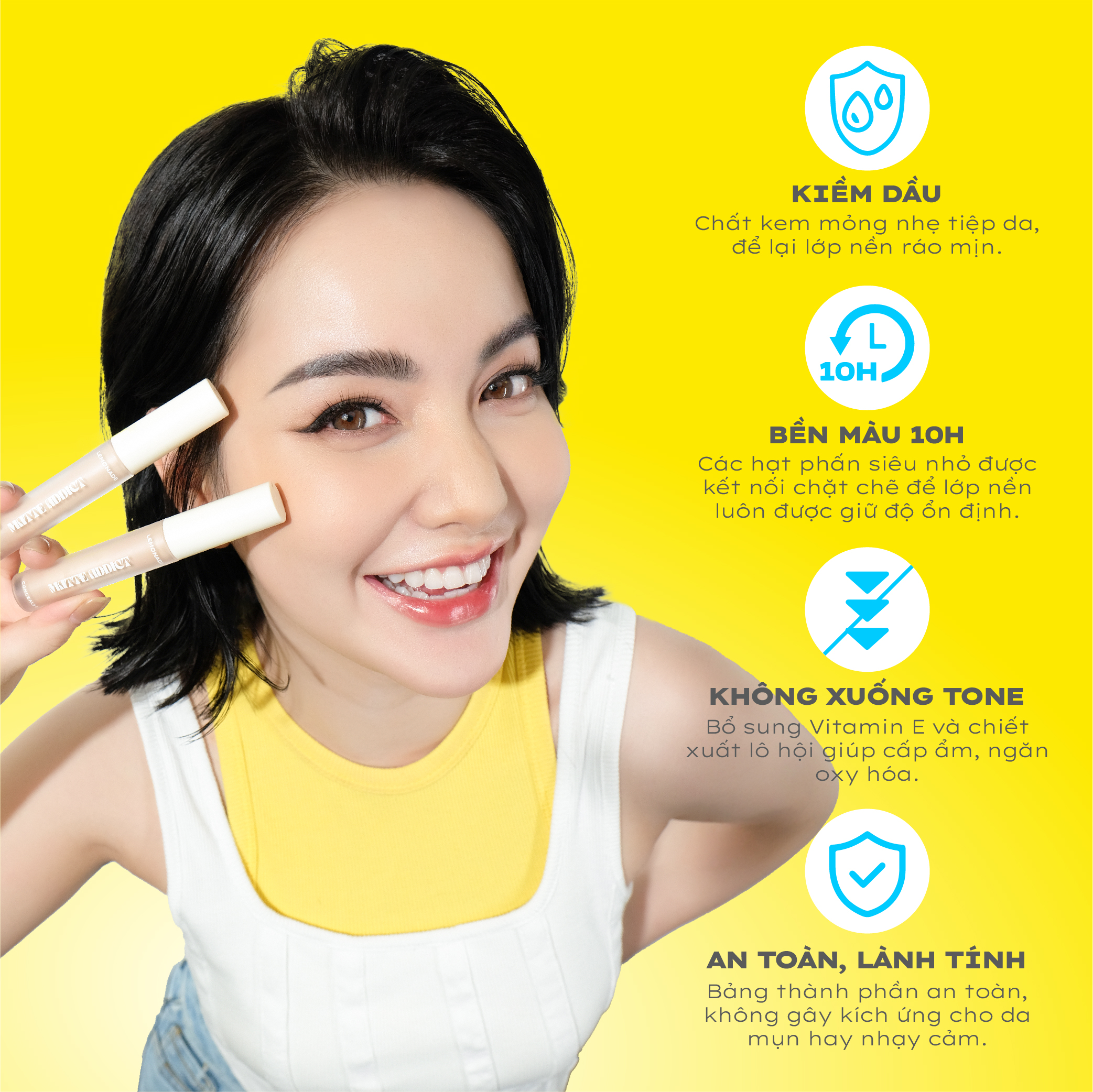 Mô tả Combo Lemonade Phấn nước Supermatte Cushion 15g và Kem Che Khuyết Điểm Matte Addict Concealer 3g - 11