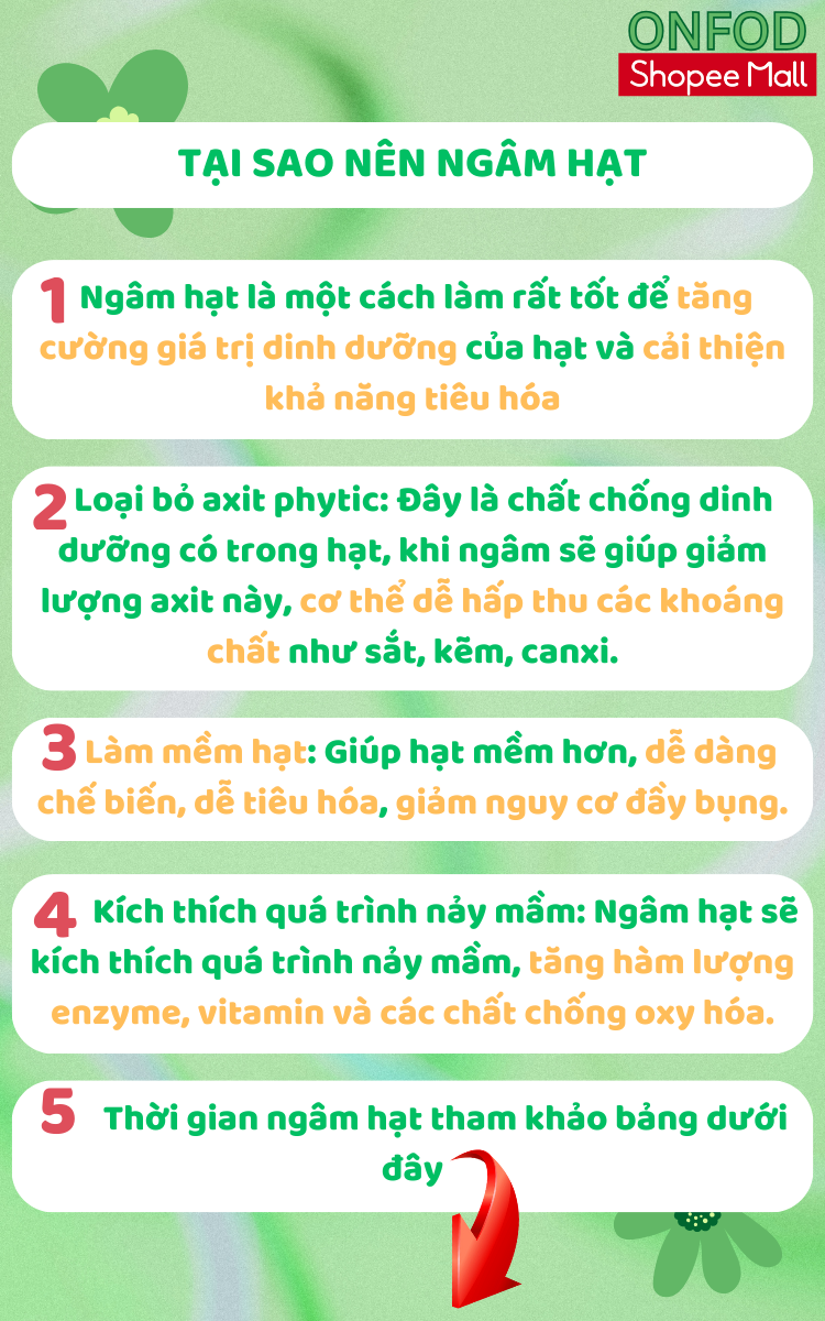 Mô tả Hạt dinh dưỡng ONFOD cho bé ăn dặm làm sữa hạt ngũ cốc giảm cân granola yến mạch hạt điều macca chia 100g - 1