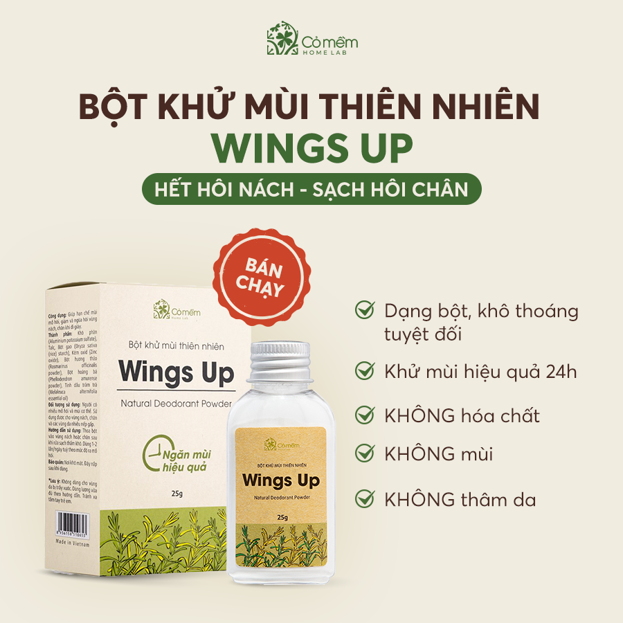 Mô tả Combo 2 Bột Khử Mùi Wings Up Khử Mùi Hôi Chân Hôi Nách Giảm Tiết Mồ Hôi Hôi Cỏ Mềm 25g - 1