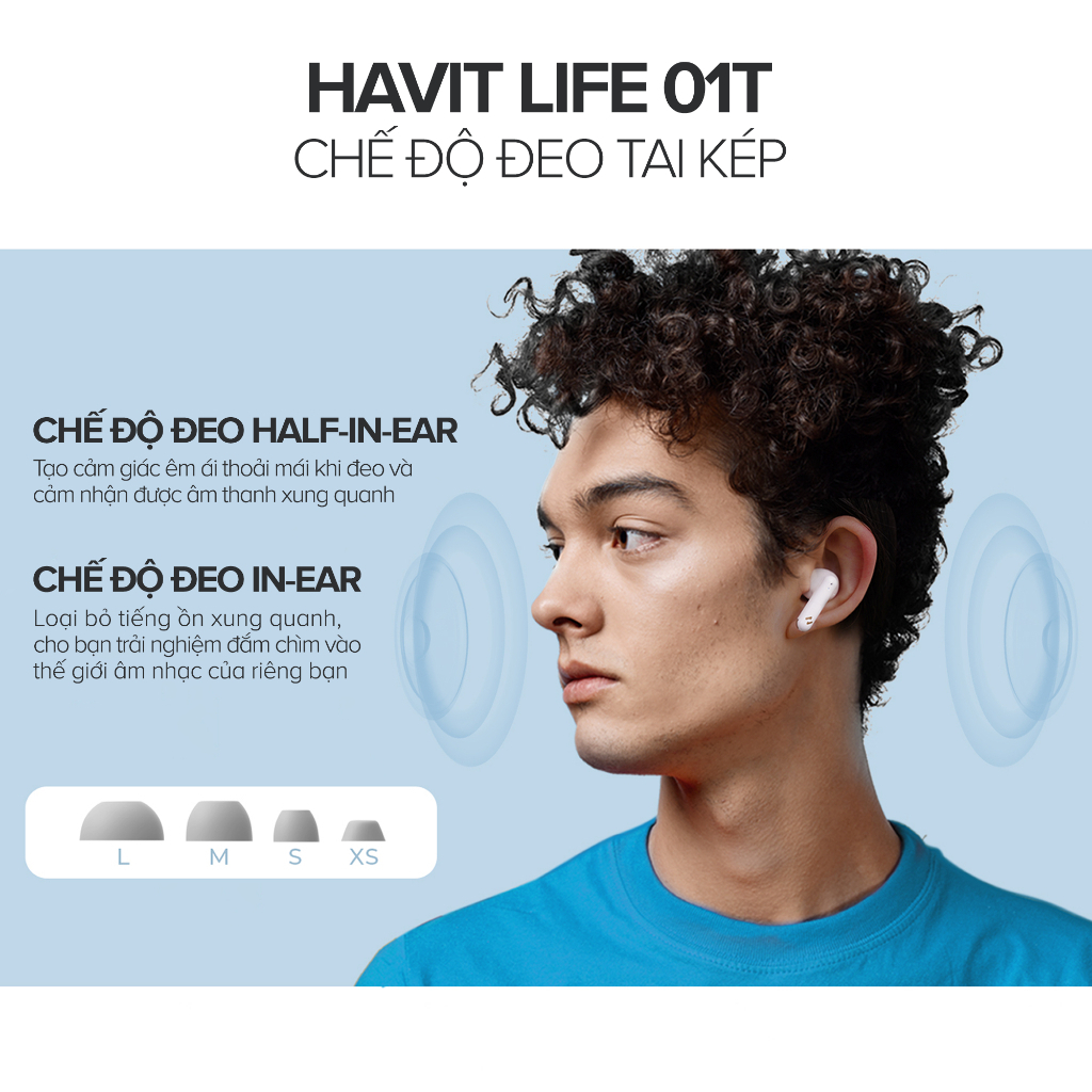 Mô tả Tai nghe Bluetooth True Wireless Havit TW982 | Nghe nhạc đến 33h - Trọng lượng 3,9g - Công nghệ khử ồn AI | BH 12 tháng - 4