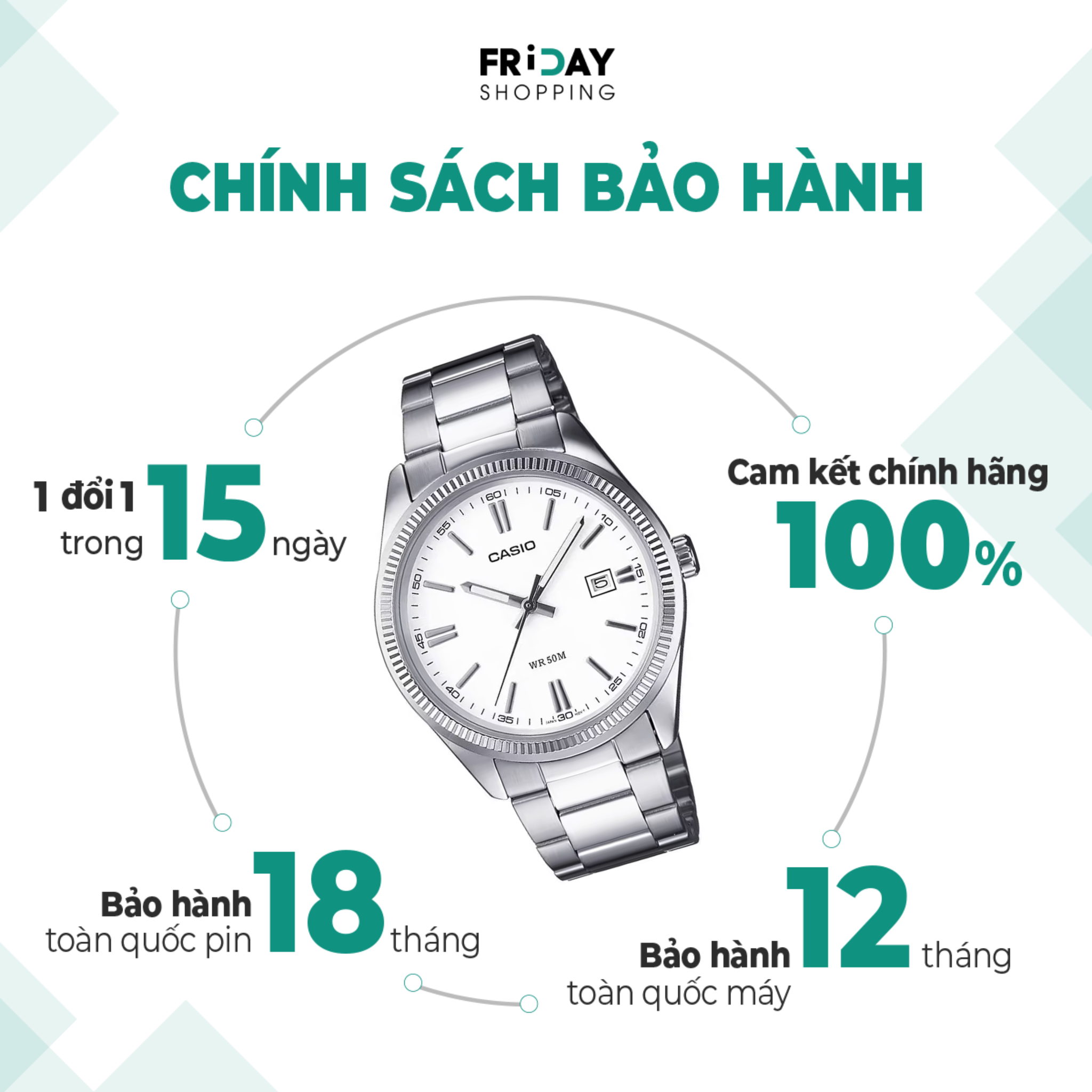 Mô tả Đồng Hồ Casio Nam MTP-1302D-7A1VDF Mặt Tròn Màu Trắng Dây Kim Loại Chính Hãng - 3