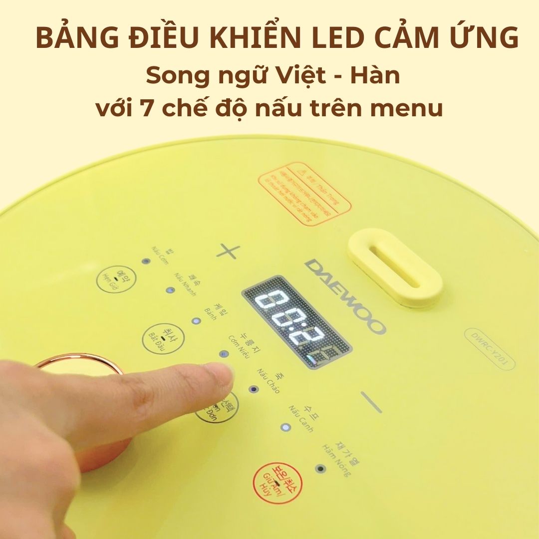 Mô tả Nồi cơm điện mini 1-2 người 1L Hàn Quốc Daewoo DWRC-Y201 công suất 400W, bảo hành 12 tháng - 5
