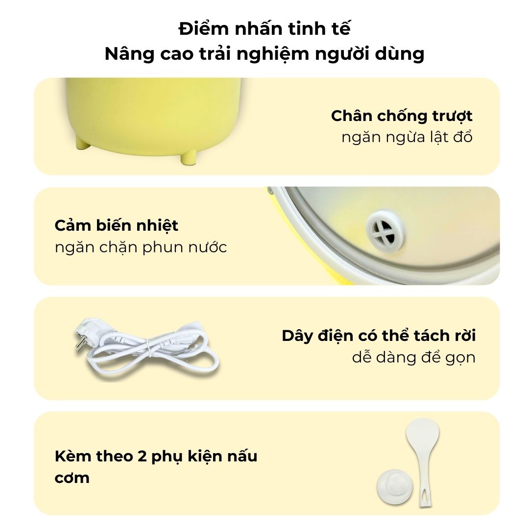 Mô tả Nồi cơm điện mini 1-2 người 1L Hàn Quốc Daewoo DWRC-Y201 công suất 400W, bảo hành 12 tháng - 7