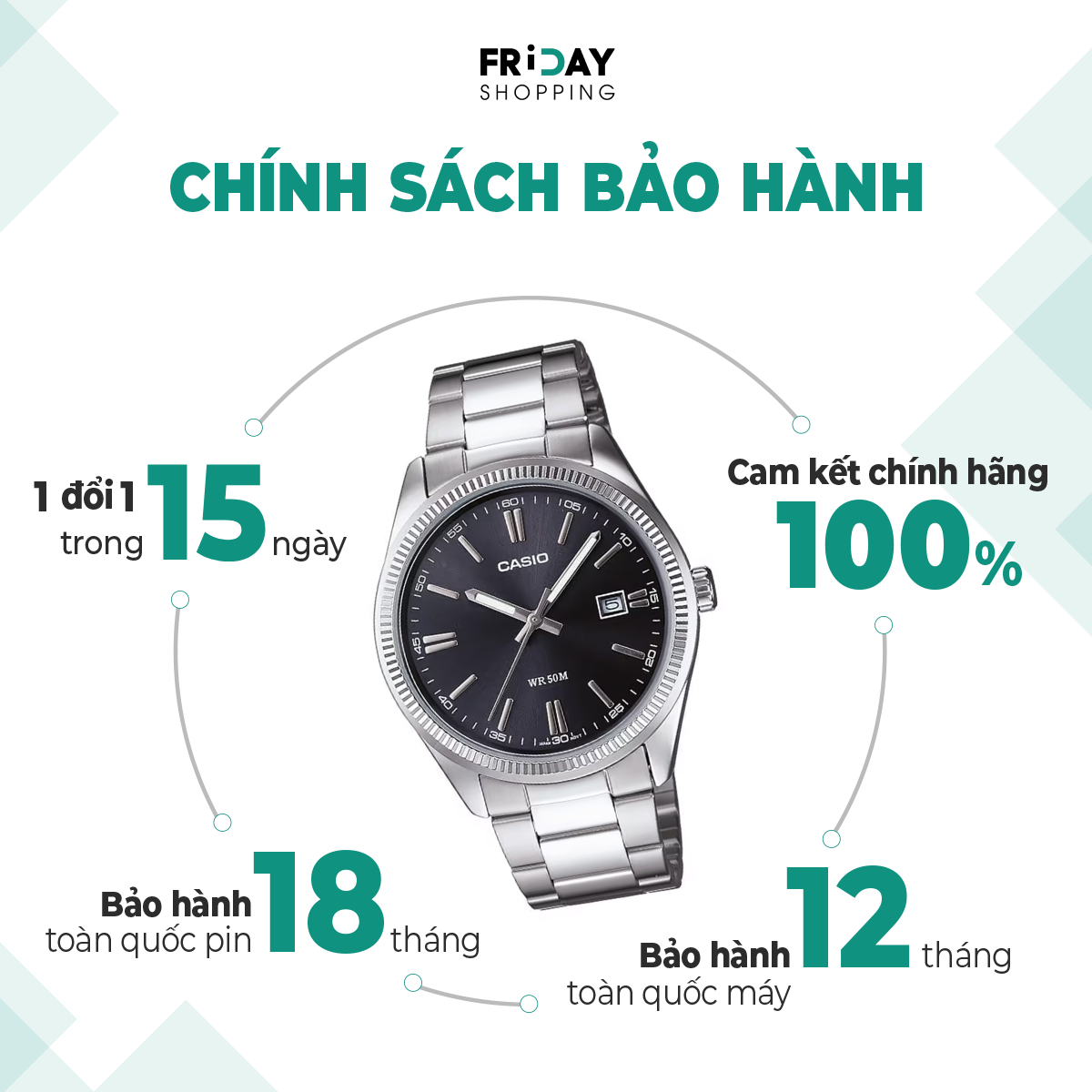 Mô tả Đồng Hồ Casio Nam MTP-1302D-1A1VDF Mặt Tròn Màu Đen Dây Kim Loại Chính Hãng - 3