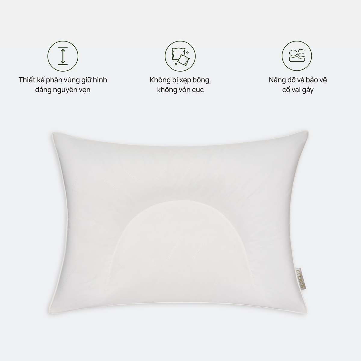 Mô tả Ruột gối nâng đỡ, bảo vệ cổ vai gáy Everon OC (kích thước 45x65 OC, cao 10cm) - 2