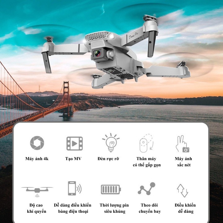 Máy Bay Điểu Khiển Từ Xa 4 Cánh, Flycam E88 Pro, Fly cam giá rẻ, Máy ...