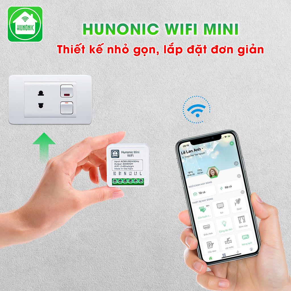 Công Tắc Thông Minh Wifi Hunonic Mini HNMN02 - Hình ảnh 2