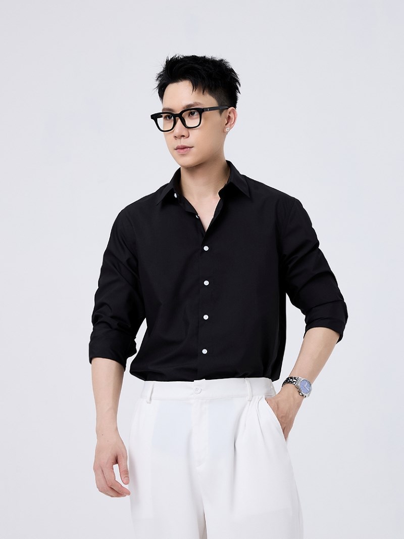 Mô tả Áo Sơ Mi Nam Cổ Bẻ Tay Dài Sợi Nhân Tạo Thấm Hút Thời Trang Thương Hiệu Y2010 Non Branded 19 24012 |YaMe| - 3