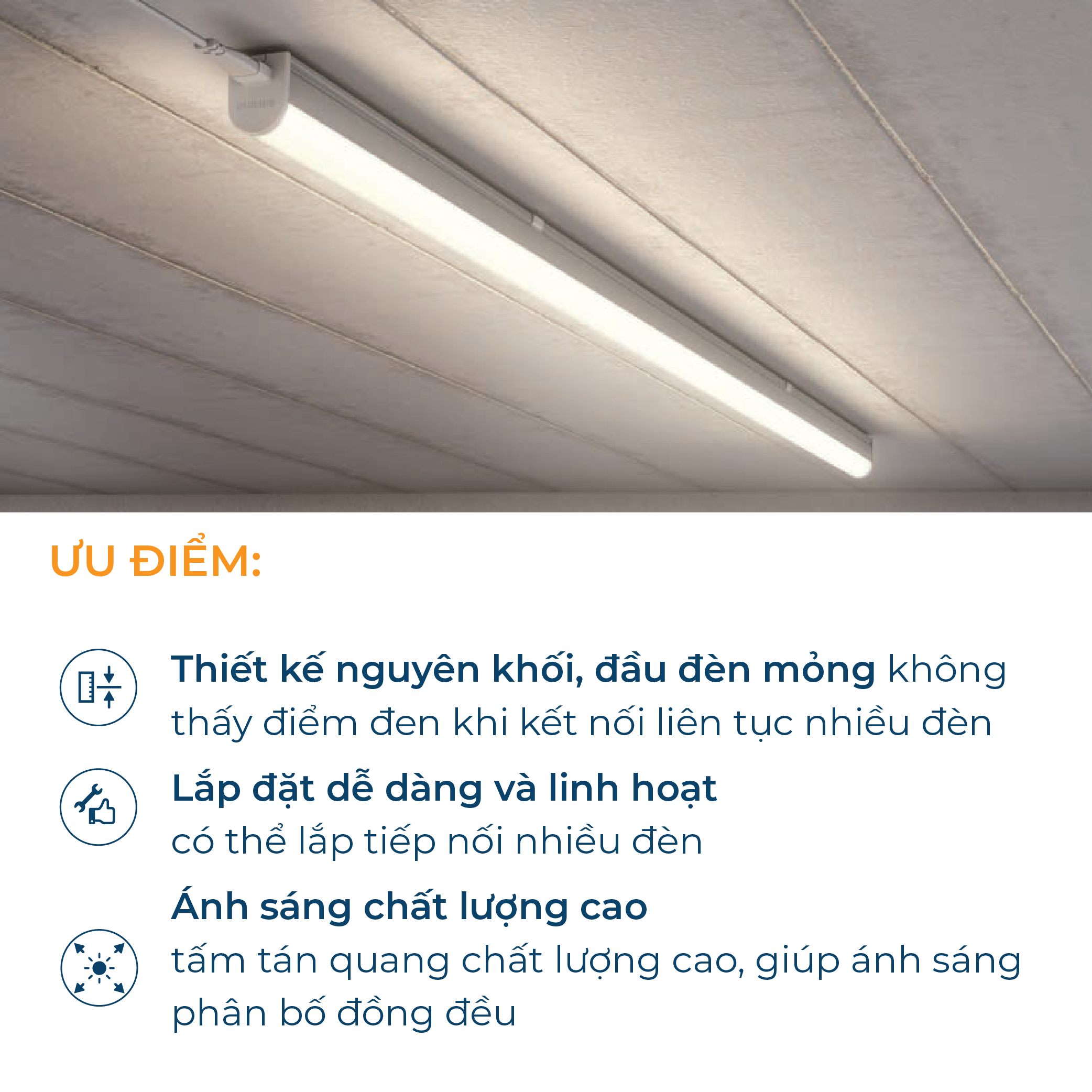 Mô tả Bộ máng đèn Philips LED Batten BN068C (01 đèn) - Ánh sáng vàng, trung tính, trắng - 3